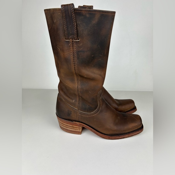VINTAGE FRYE CAMPUS CALVARY WOMEN BROWN LEATHER 12L WESTERN COWBOY BOOT SIZE 6.5 - Picture 3 of 14